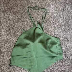 Abercrombie Green Satin Scarf Halter Top